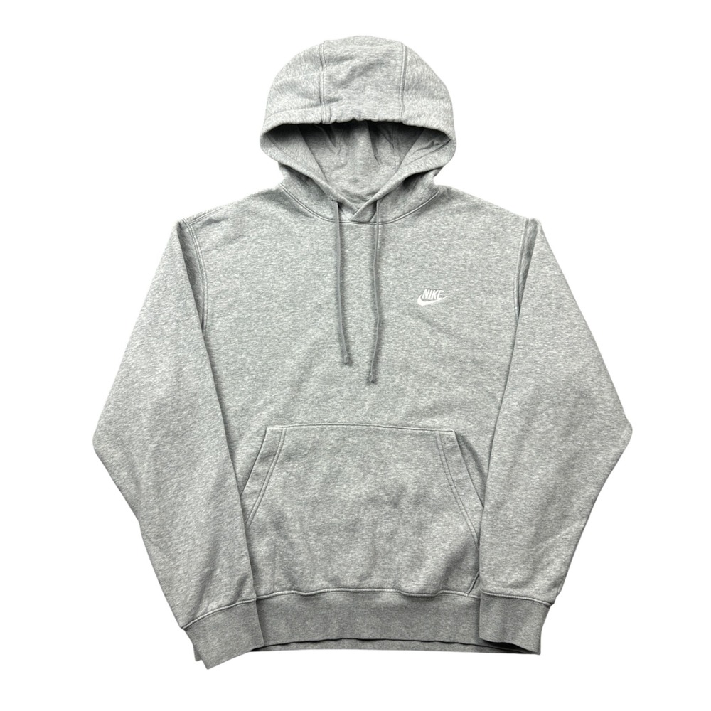 Nike Sportswear Club Fleece Hoodie Mens Medium Grey Pullover Sweatshirt Minimal